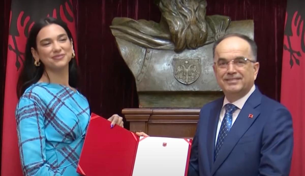 Dua Lipa accepting Albanian citizenship president Bajram Begaj