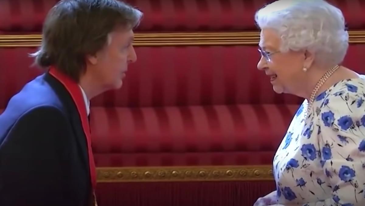Paul McCartney being made a Companion of Honour by Queen Elizabeth II